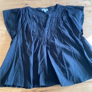 Steve Madden Smocked Short Butterfly Sleeve Crop Cotton Black Women’s Large NWOT